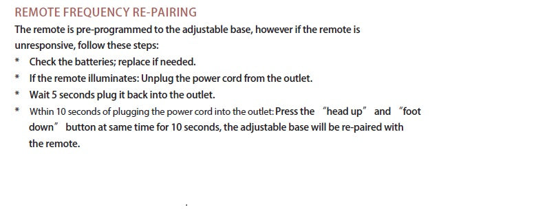 SBKDP2 Adjustable Base Replacement Remote