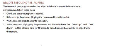 SBKD3 Adjustable Base Replacement Remote